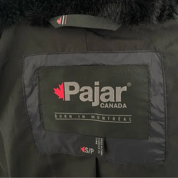 PAJAR CANADA cece black faux fur lined hood zip up long down feather jacket - Picture 9 of 13